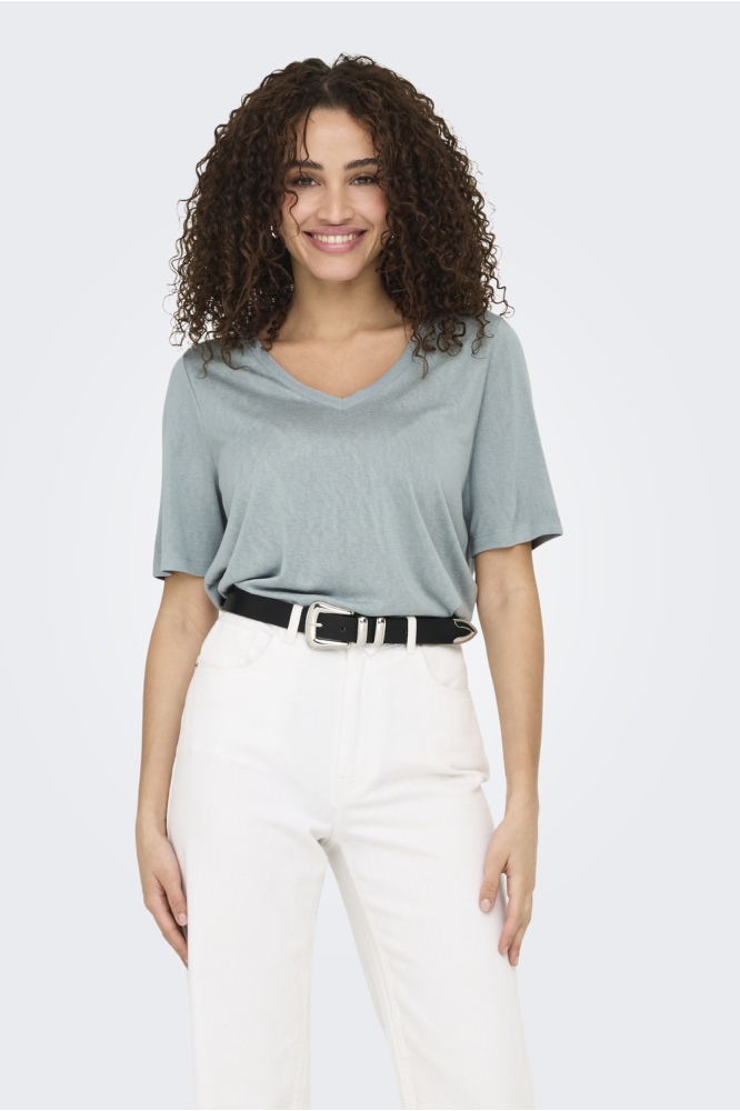 ONLELISE S/S V-NECK TOP JRS NOOS 15257390 ABYSS